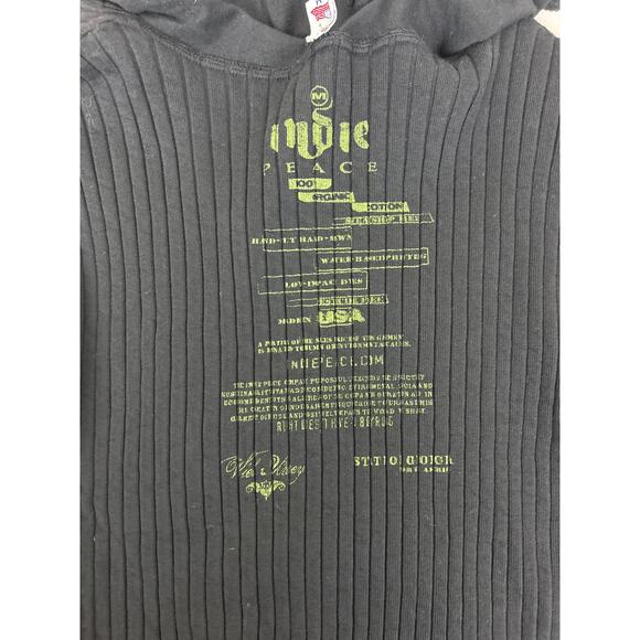 Indie Peace Women’s M Black Handmade Long Sleeve Boho Hoodie Top Rare NEW - Picture 5 of 6